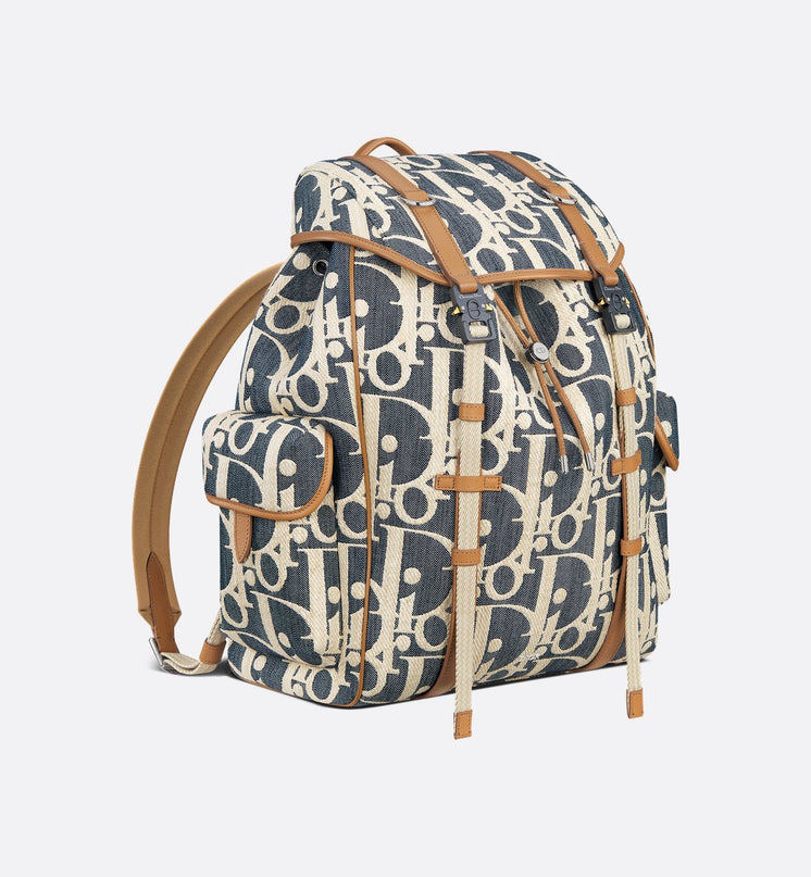 Sac à dos à rabat Dior Hit The Road - Bleu motif blanc