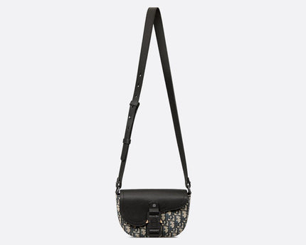 Mini sac Messenger à rabat Saddle Dior Noir et Beige