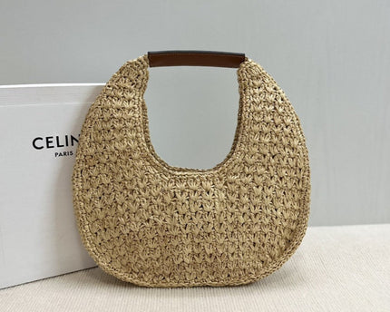 Celine - HOBO BAG IN Raffia and Calfskin