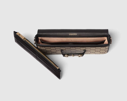 Sac à épaule Gucci Horsebit 1955 Soft petit format  - Noir