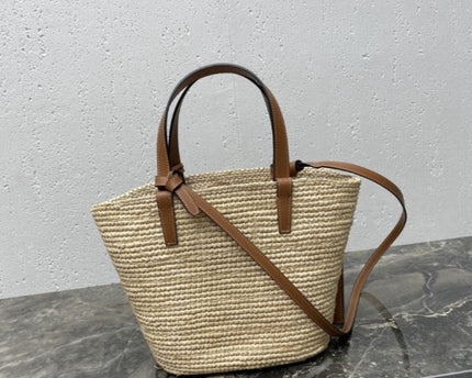 Celine - Classic Panier petit modèle Souple Raphia et veau