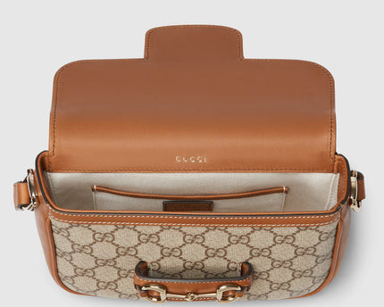 Sac à épaule Gucci Horsebit 1955 Soft petit format - Marron