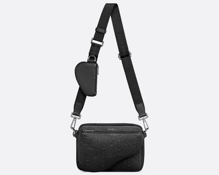 Triple Pouch Saddle Cuir Dior - Noir