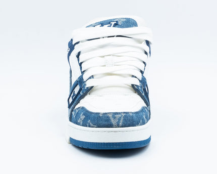 Sneaker LV Trainer Monogram Denim White Blue