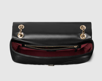 Sac à épaule grand format à motif GG Marmont - Noir