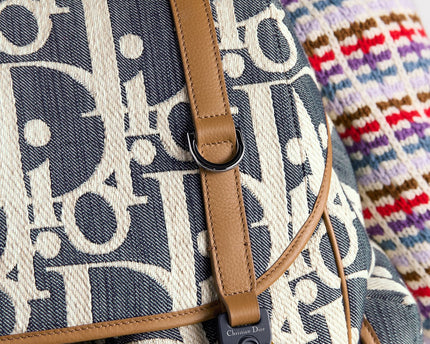 Sac à dos à rabat Dior Hit The Road - Bleu motif blanc